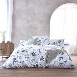 ETHERE Duvet Cover CIGEOR Blue 80 cm Bed Duvet Cover 140 x 200 cm, 100% Cotton 200 Thread Count, Extra Soft, Closure with Hidden Buttons.