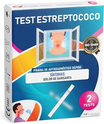 ADESTE Test Estreptococo Garganta Niños y Adultos – Streptococcus Test con Certificación CE en Alemania, fabricado en Francia. Paquete de 2 tests