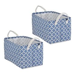 DII - Collection de rangement à linge, bac pliable avec revêtement en polyéthylène et poignées, ensemble grande taille, 27 x 45 x 25 cm, treillis bleu