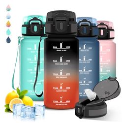 Borraccia Bambini, Borraccia 500 ml, Borraccia con Cannuccia, Senza Perdite, Borraccia Motivazionale, Facile da Trasportare, Borraccia Graduata, Con Slogan Motivazionale, Borracce per Scuole, Corsa