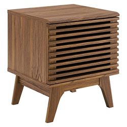 Modway Render Mid-Century Moderne 19 inch vinyl-platen-tentoonstellingsstandaard van walnoot, 19 inch