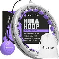 Solulife Nieuwe hoelahoep fitness voor sport thuis – eenvoudig te bedienen fitnessband met verstelbare maat voor volwassenen, kinderen en beginners – Houla Hop comfortabel en stil, roze