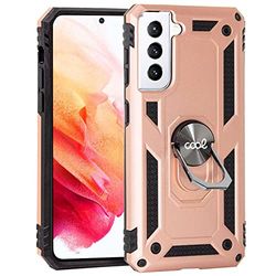 Cool beschermhoes voor Samsung G990 Galaxy S21 Hard Ring Rose Gold