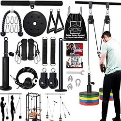 Kabel katrol systeem gym opgewaardeerd thuis krachttraining apparatuur workout accessoires latpull down fitness voor triceps pull down biceps krul terug onderarm schouder (2 systeem + plaat)