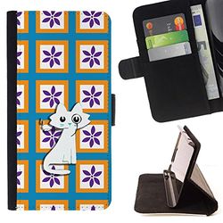 BeanShells [ MICROSOFT LUMIA 850 Custodia [ Flip Cover Portafoglio In Pelle] - Sir Kitten Blue Tiles