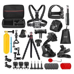NEEWER Kit Accessori Action Cam Pro 35in1 Compatibile con DJI Osmo Action 5 Pro 4 3 GoPro, Supporto Adattatore a Sgancio Rapido per Immersioni Escursionismo Motociclismo Ciclismo Sci Surf Vlog, GP-51