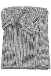 MEYCO Babyfilt, fiskben, stickad vägfilt (tillverkad av 100% mjuk bomull, mångsidig, enkel skötsel, andas, storlek: 100 x 150 cm), grå