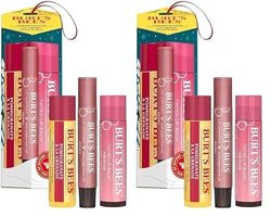 Burt's Bees Moisturising Lip Balm, Tinted Lip Balm and Lip Shimmer, Mistletoe Kiss (Pack of 2)