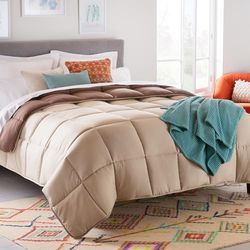 Linenspa Edredón nórdico de microfibra – relleno nórdico 4 estaciones – ultra suave – Edredon Cama 90 (135 x 200 cm), Beige / Marrón Moka