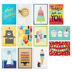 Hallmark Verjaardagskaartenassortiment, 12 kaarten met enveloppen (Premium Refill Pack Card Organizer Box)
