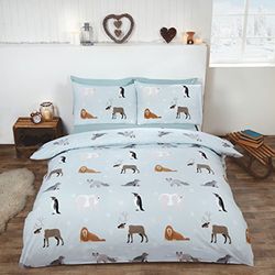 Rapport Home Rapport Winter Animals 100% Brushed Cotton Duvet Set, Single-Ice