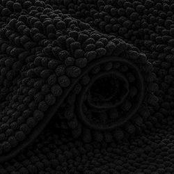 subrtex Alfombra de baño de felpilla a Rayas, Alfombra de baño Suave para baño, Absorbente de Agua, Alfombrilla de Ducha de Secado rápido, Lavable a máquina (Negro, 24 x 60 Pulgadas)