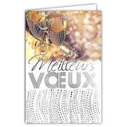 Afie 61-5685 Presentation Card with Envelope and Gilding in Shiny Gold Sparkling Sparkling Bubbles Flutes Wine Sparkling Champagne Party Happy New Year Health New Year 61-5685