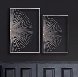 AlexandreHouse Pack of 2 Wall Relief, Rectangular, Metal, Champagne Colored, PU 2, L. 2cm, W. 40cm, H. 60cm