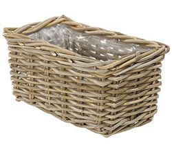 Dehner Rotan plantenbak, ca. 60 x 23 x 20 cm, rotan vlechtwerk, grijs/bruin