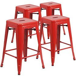 Flash Furniture 24" Alta sem costas preto metal Indoor-Outdoor contador altura banco com assento quadrado