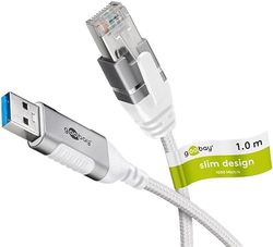 goobay Câble USB A 3.0 vers RJ45 Ethernet CAT 6 Slim/Câble adaptateur/Connexion Internet filaire stable avec routeur/commutateur réseau/Adaptateur USB vers RJ45 / 1 Gbit/s / 1 mètre / 74377 / Blanc