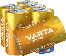 VARTA Pilhas D macaco, pacote de 6, Longlife, alcalinas, 1,5 V, adequadas para comandos à distância, despertadores, rádios, relógios de parede, Made in Germany