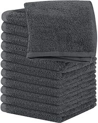 Utopia Towels, Set di 12 asciugamani in 100% cotone filato ad anelli, salviette per il viso, altamente assorbenti e morbidi (grigio)