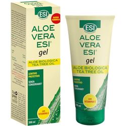 ESI - Aloe Vera Gel, con Tea Tree Oil e Vitamina E, Idrata e Lenisce la Pelle Secca o Arrossata in Seguito a Esposizione al Sole, Adatto a Tutti i Tipi di Pelle, 200 ml