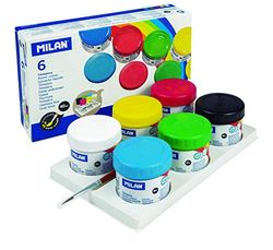Boîte de 6 pots de gouache de couleur 40 ml avec pinceau