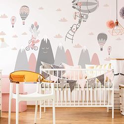 Ambiance Sticker Stickers Enfant Montagnes scandinaves Animaux rigolos 120 x 180 cm