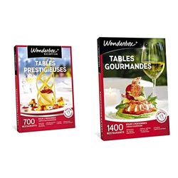 Wonderbox - Coffret Cadeau - Tables PRESTIGIEUSES – 700 Tables labellisés, Cuisine raffinée & Coffret Cadeau - Tables Gourmandes - 1400 Restaurants