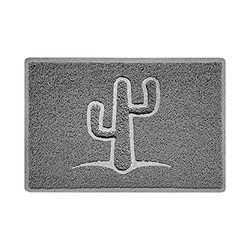 Nicoman Cactus Embossed Shape Door Mat Dirt-Trapper Jet-Washable Doormat-(Use Indoor or Sheltered Outdoor)-(60x40cm/23.6x15.7inches, Small) Grey