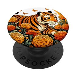 Tigre Obra De Arte Retro Tig PopSockets PopGrip Intercambiable