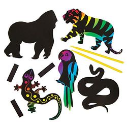 Baker Ross AG801 Krabbeeldmagneten "jungledieren" voor kinderen om te knutselen, vorm te geven en als decoratief idee in de zomer (12 stuks), kleurrijk, pak de