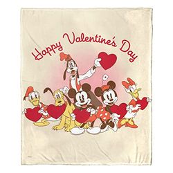 Northwest Musse Pigg silke touch prydnadsfilt, 127 cm x 152 cm, Happy Valentine's Day-grupp