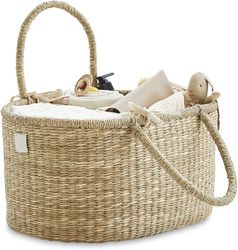 BEBE BASK Biologische Zeegras Luier Organizer - Handgemaakte Luxe Mand Voor Baby Meisje & Jongen - Kwekerij Caddy