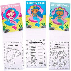 Baker Ross FC954 Mermaid Mini Activity Books for Kids - Pack of 12, Entertaining Travel Activities, Party Favours, and Colouring Books for Children