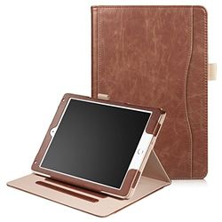 Dasaja Cuero Caso Cubrir con 3 Cargo Stand para iPad Air 1/Air 2/9.7 (2017)/9.7 (2018)/9.7 (2018), Marrón