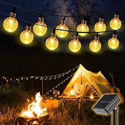 SALCAR 5M Led Guirlande Lumineuse Solaire, Chaîne de Lumière Noël avec 20 Balles, IP44, Eclairage de Décoration Intérieur et Extérieur, Boule de Jardin, Balcon pour Party, Mariage (Blanc chaud)
