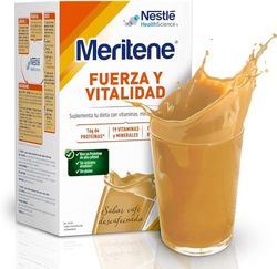 Meritene | Fuerza y Vitalidad | Batidos Sabor Café Descafeinado | Fuerza para tus Músculos, Vitalidad para ti | Nutrición para Adultos con Proteínas, Vitaminas y Minerales | 15 Sobres | 450 gr