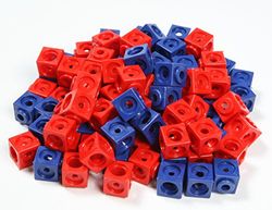 Dick-System 340010 100 reuze-steekblokjes, randlengte 3,4 cm, rood/blauw