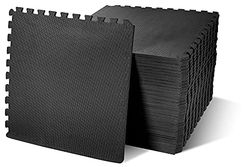 BalanceFrom Pussel träningsmatta med sammankopplade EVA-skum, svart, 1/2 tum tjock, 35 cm