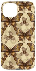 Steampunk Butterfly Design, Floral Insect Art Case for iPhone 15 Plus