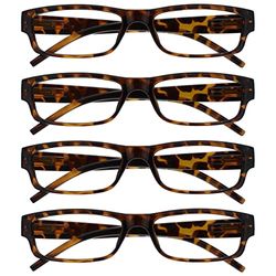 The Reading Glasses Company Marrone Tartaruga Leggero Comodo Lettori Valore 4 Pacco Uomo Donna Rrrr32-2 +2,00 - 88 Gr