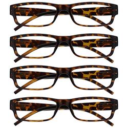 The Reading Glasses Company Brown Tortoiseshell Lightweight Comfortable Readers Value 4 Pack Designer Style Mens Womens UVR4PK032BR +1.00