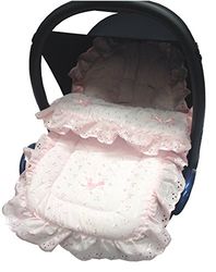Broderie Anglaise Fotelik Samochodowy Footmuff/Cosy Toes Kompatybilny z Mamas i Papas Różowy