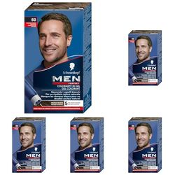 Schwarzkopf - Men Perfect - Gel Colorant Anti-Cheveux Blancs Homme - Coloration - Résultat Naturel – Application rapide et facile - Sans Ammoniaque - Châtain Clair 50 (Lot de 5)