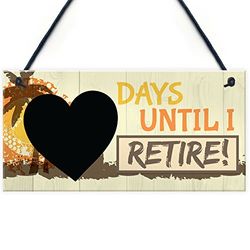 RED OCEAN Days Until I Retire Chalkboard Countdown Hanging Plaque Funny Novelty Retirement Gift Sign Grandma Grandad