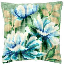 Vervaco Ponto cruz almofada decorativa anêmonas japonesas artesanato adultos decoração bordado completo DIY bordado criativo presente Cross Stitch, algodão, design 4, ca. 40x40cm