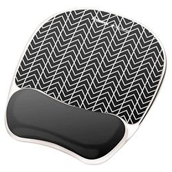 Fellowes Photo Gel Tappetino Mouse e Poggiapolsi con Protezione Microban, Nero Chevron (9549901)