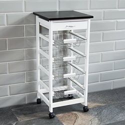 Chef Vida 4 Tier Keuken Trolley Winkelwagen Opbergmandjes Lade, Wit