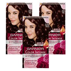 Garnier Color Intense Colorazione Crema durevole, 4,15 Marrone cioccolato, 3 x 1 pezzo