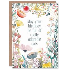 Artery8 Greeting Card Day Full of Adorable Cats Floral Flowers For Her Woman Wife Mum Sister Daughter Birthday Card