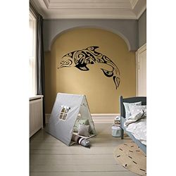 Tatoutex Stickers Dauphin Tribal - Bleu Foncé, L 66cm x H 110cm